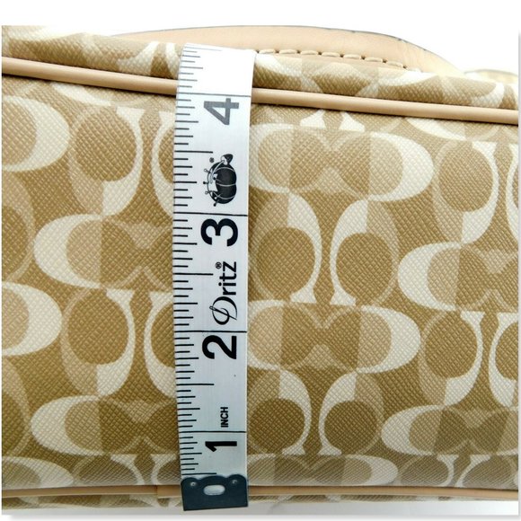 COACH Light Beige Signature C Logo PVC Tote Bag - Picture 9 of 12